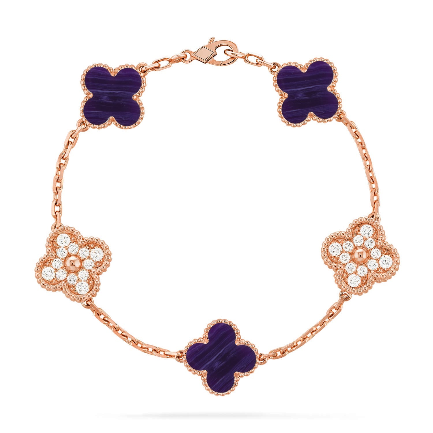 [⭐JeweliWhal]CLOVER 5 MOTIF PURPLE STRIPES BRACELET COLLECTION