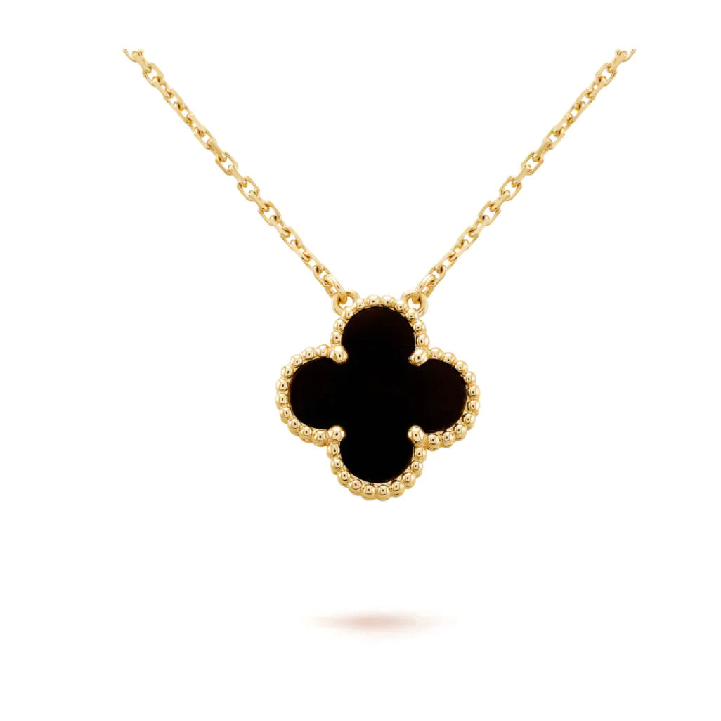 ¡®Jewelicorn¡¯CLOVER 15MM BLACK ONYX SINGLE FLOWER NECKLACE