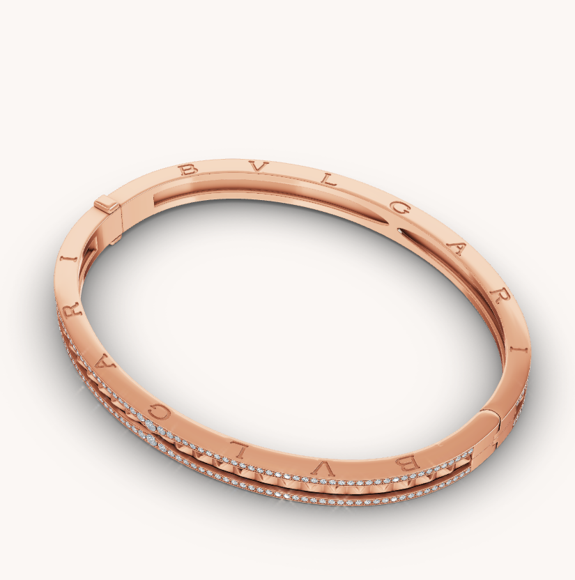 ¡®Jewelicorn¡¯ZERO 1 SPIRAL AND PAVED DIAMOND PINK GOLD BRACELET