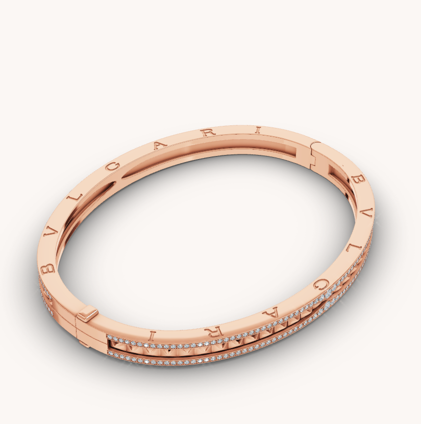 ¡®Jewelicorn¡¯ZERO 1 SPIRAL AND PAVED DIAMOND PINK GOLD BRACELET