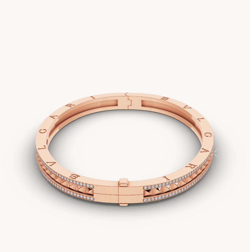 ¡®Jewelicorn¡¯ZERO 1 SPIRAL AND PAVED DIAMOND PINK GOLD BRACELET