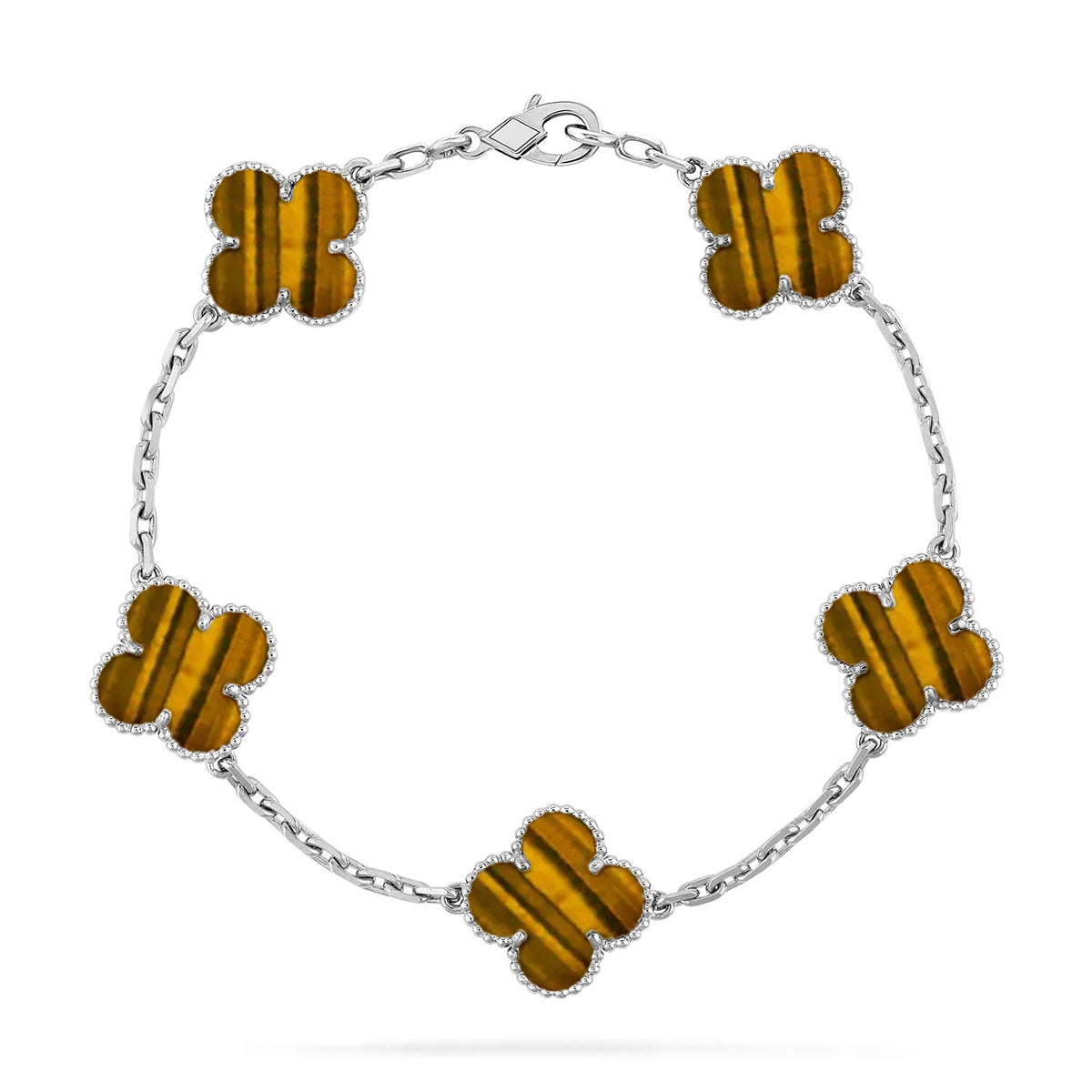 [⭐JeweliWhal] CLOVER 5 MOTIFS TIGER EYE BRACELET COLLECTION