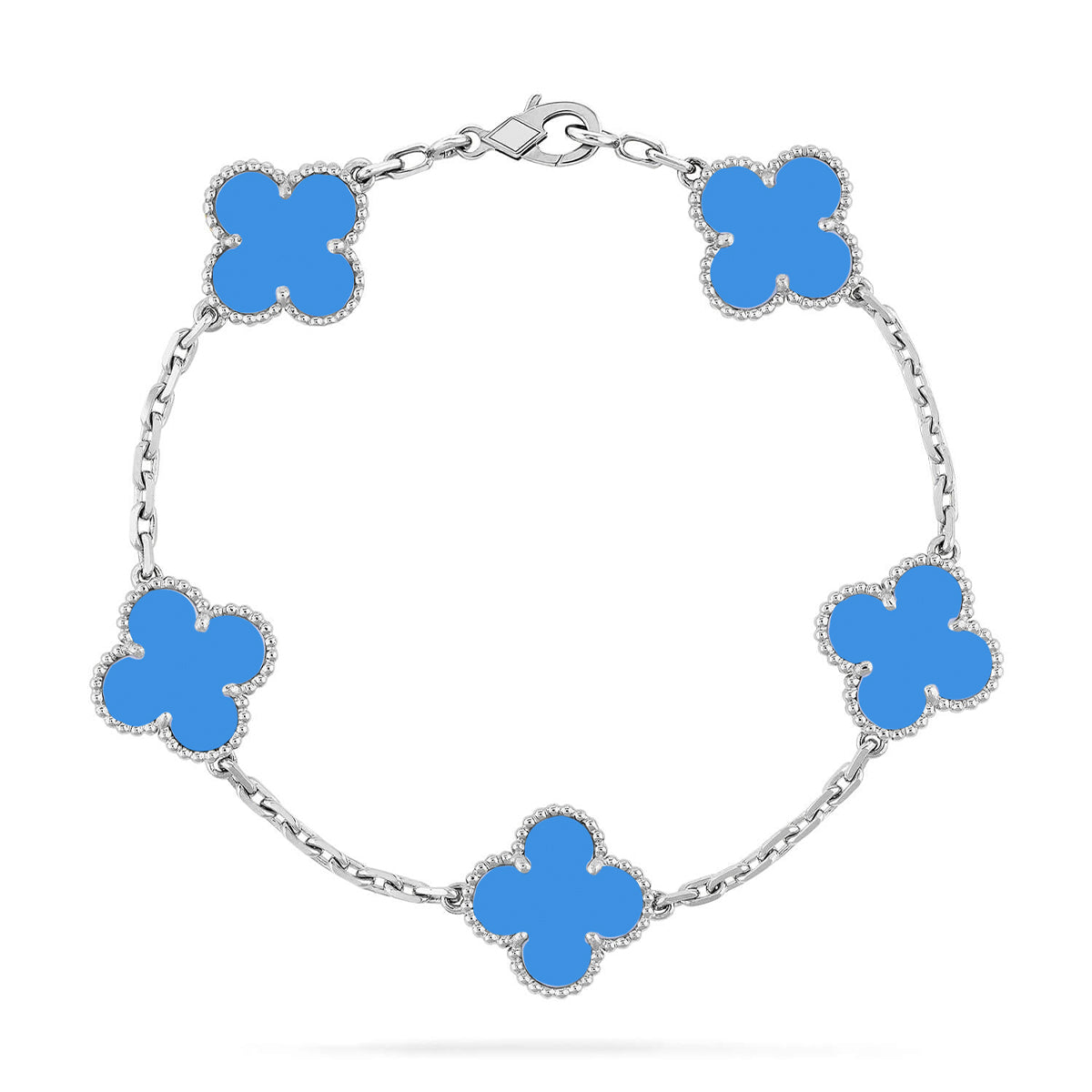 [⭐JeweliWhal] CLOVER 5 MOTIF BLUE AGATE BRACELET COLLECTION