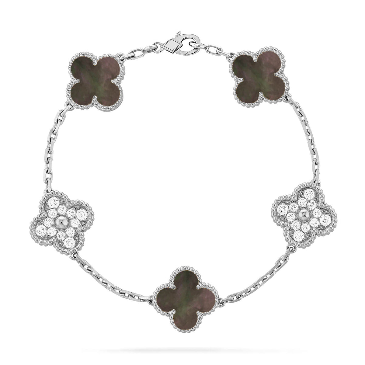 [⭐JeweliWhal] CLOVER 5 MOTIF GRAY MOP BRACELET COLLECTION