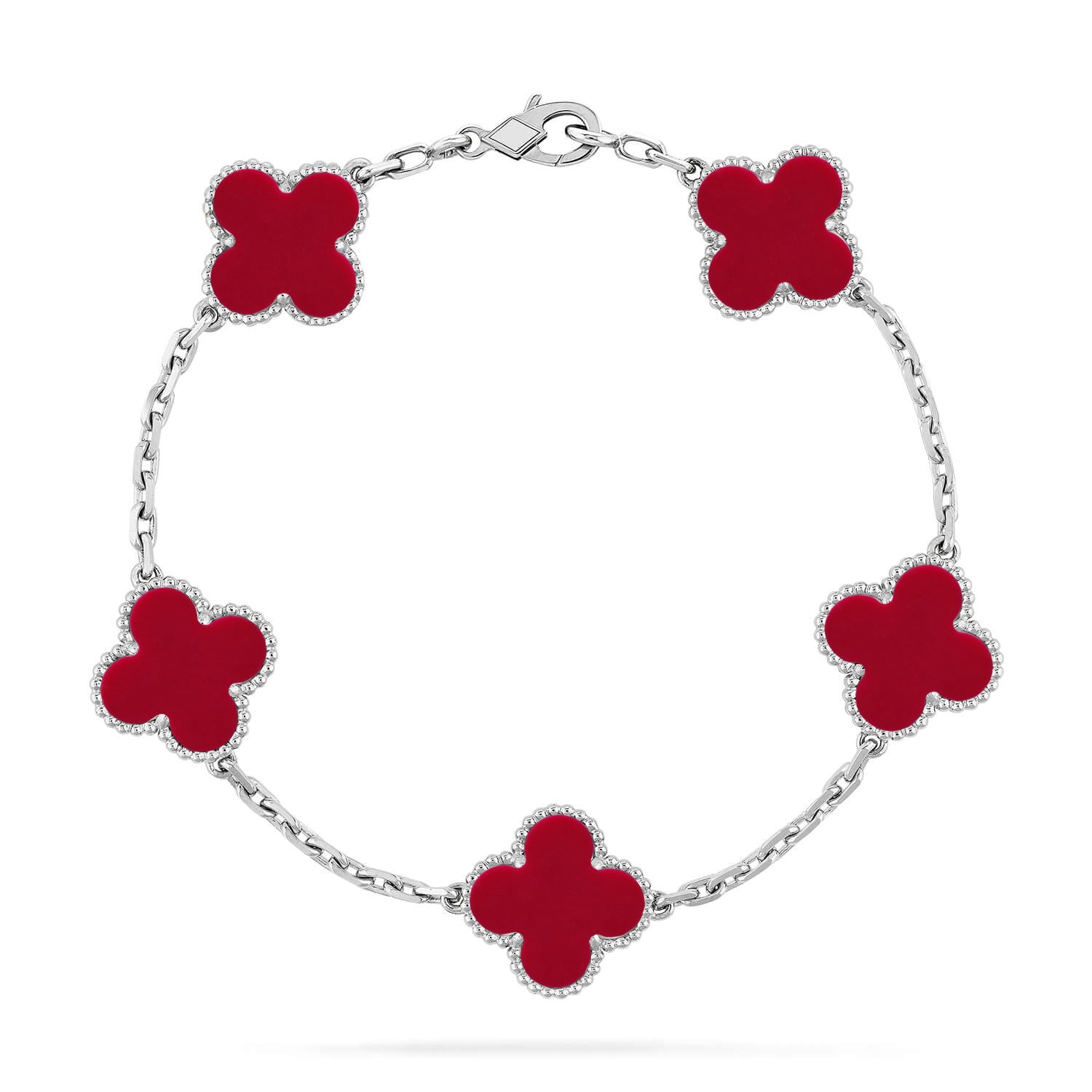 [⭐JeweliWhal] CLOVER 5 MOTIF RED CORNELIAN BRACELET COLLECTION