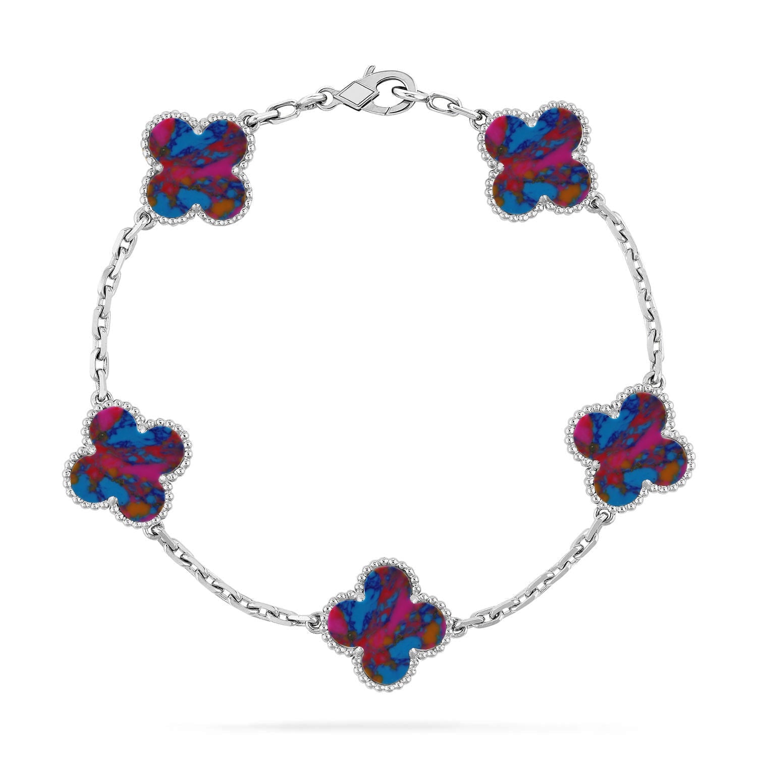 [⭐JeweliWhal]CLOVER 5 MOTIF COLOR GEMSTONES BRACELET COLLECTION