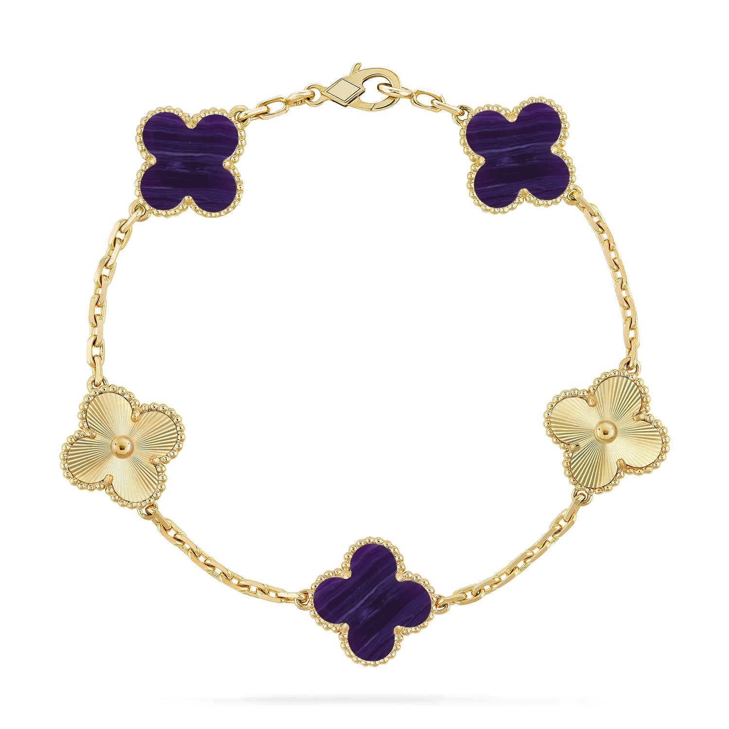 [⭐JeweliWhal]CLOVER 5 MOTIF PURPLE STRIPES BRACELET COLLECTION