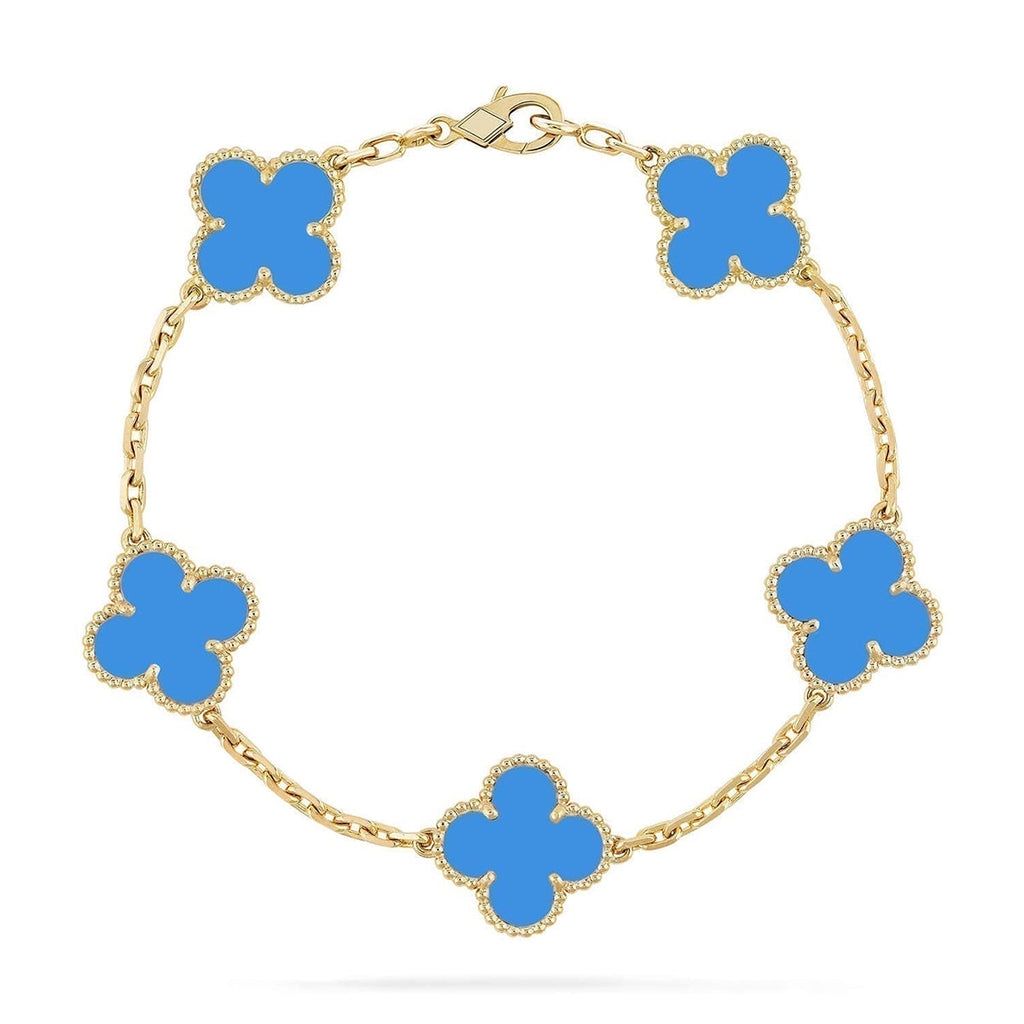 [⭐JeweliWhal] CLOVER 5 MOTIF BLUE AGATE BRACELET COLLECTION