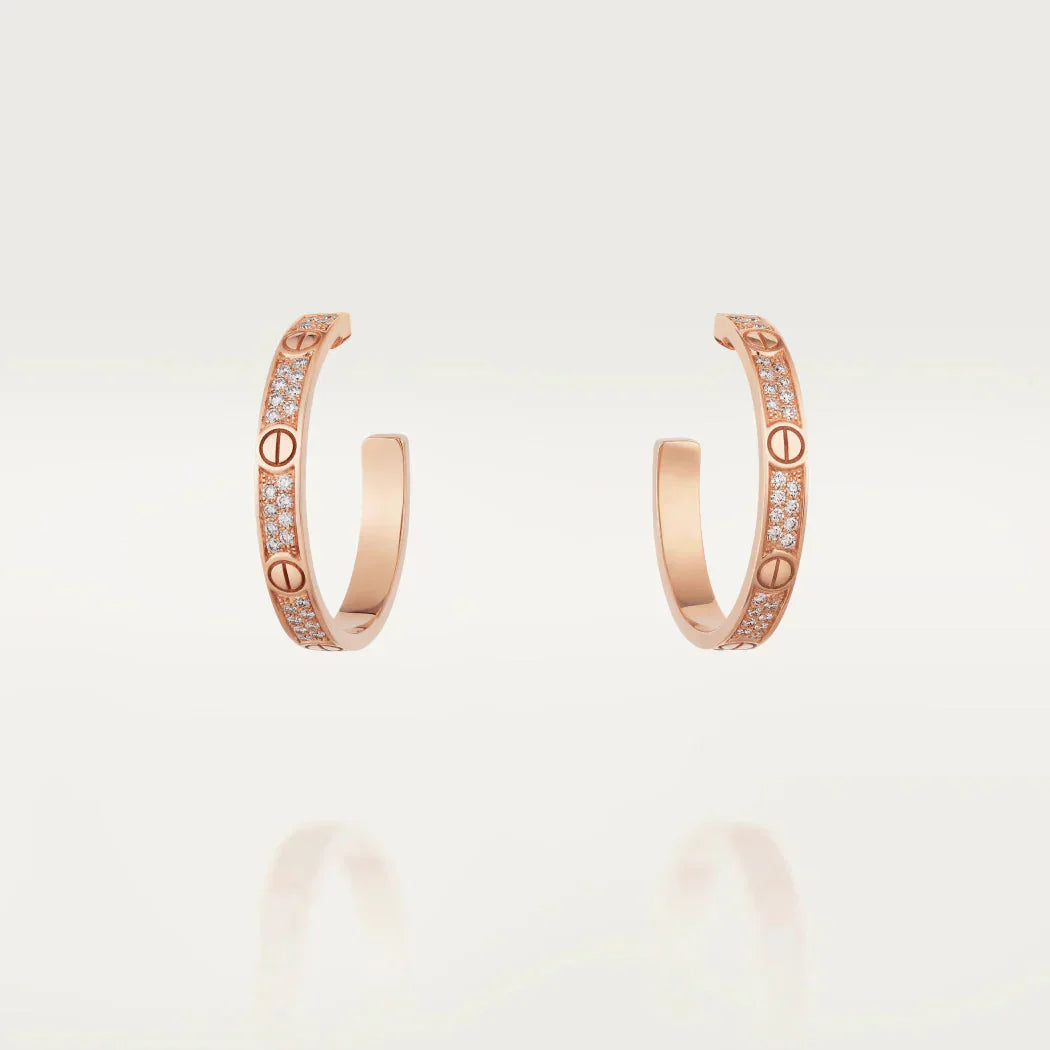 ¡®Jewelicorn¡¯LOVE DIAMOND PINK GOLD HOOP EARRINGS