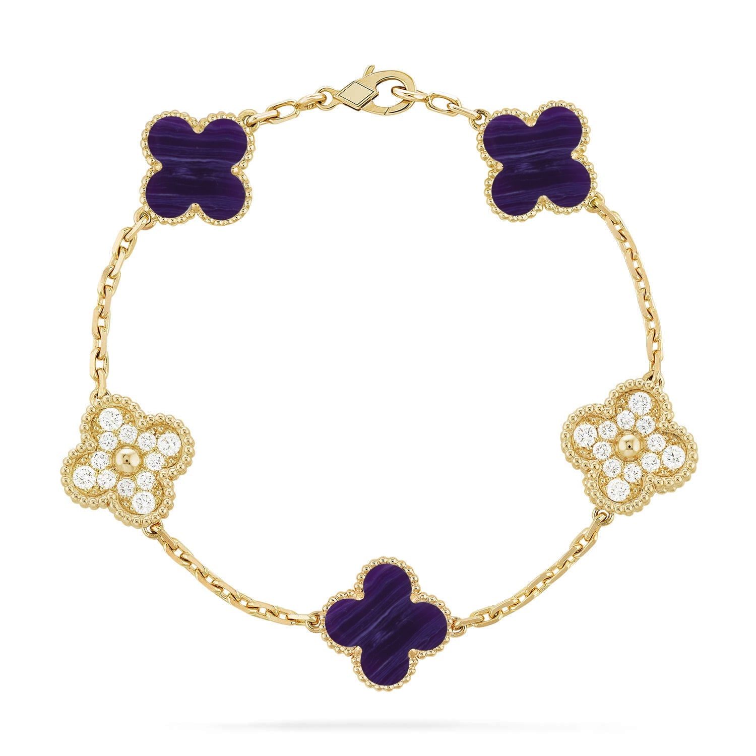 [⭐JeweliWhal]CLOVER 5 MOTIF PURPLE STRIPES BRACELET COLLECTION