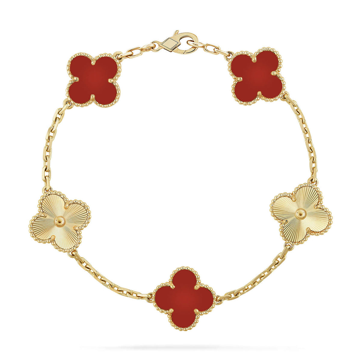 [⭐JeweliWhal] CLOVER 5 MOTIF RED CORNELIAN BRACELET COLLECTION