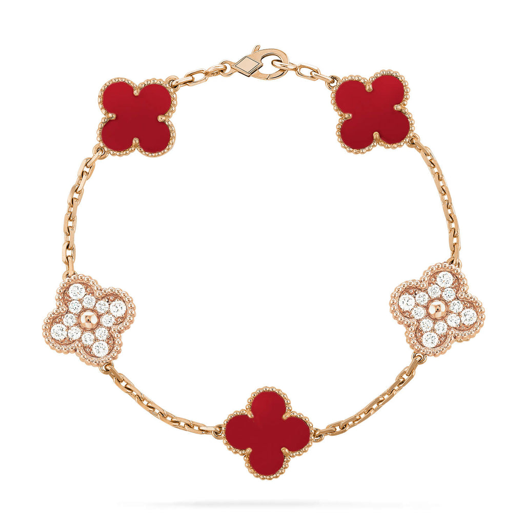 ¡®Jewelicorn¡¯CLOVER 5 MOTIFS CARNELIAN DIAMOND BRACELET