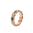 ¡®Jewelicorn¡¯SERPENTI RING PINK GOLD MALACHITE DIAMOND PAVED 4MM
