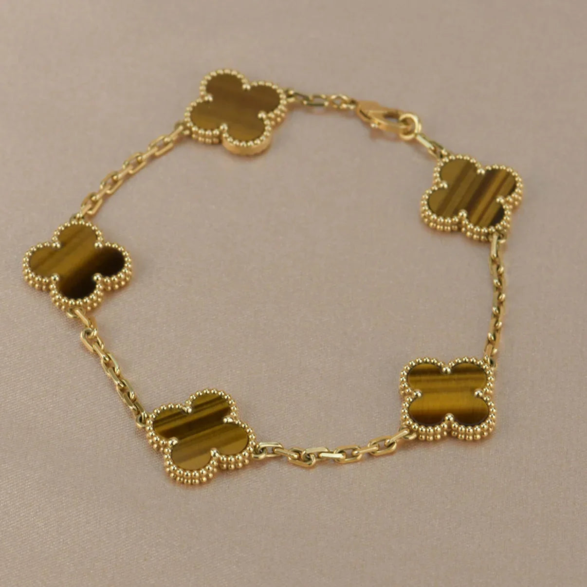 [⭐JeweliWhal] CLOVER 5 MOTIFS TIGER EYE BRACELET COLLECTION