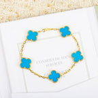 [⭐JeweliWhal] CLOVER 5 MOTIF TURQUOISE BRACELET COLLECTION