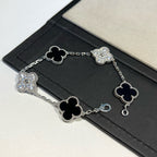¡®Jewelicorn¡¯CLOVER 5 MOTIF ONYXS DIAMOND BRACELET SILVER