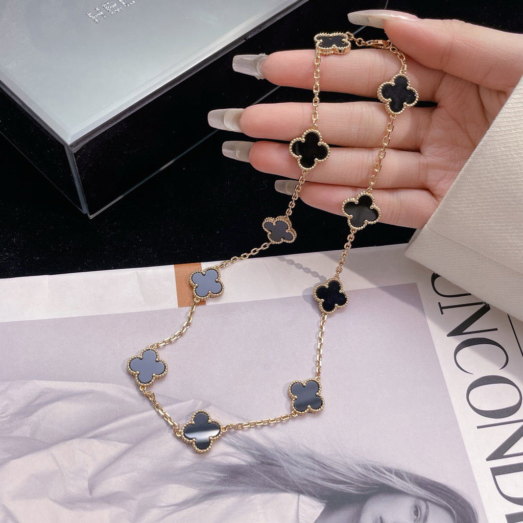 ®Jewelicorn®クローバー 10モチーフ オニキスネックレス