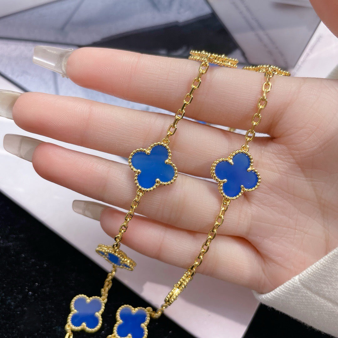 ¡®Jewelicorn¡¯CLOVER 10 MOTIFS BLUE AGATE NECKLACE