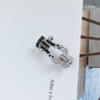 ®Jewelicorn® フォース ラージ ホースシュー ブラック ホワイト ダイヤモンド ブレスレット シルバー