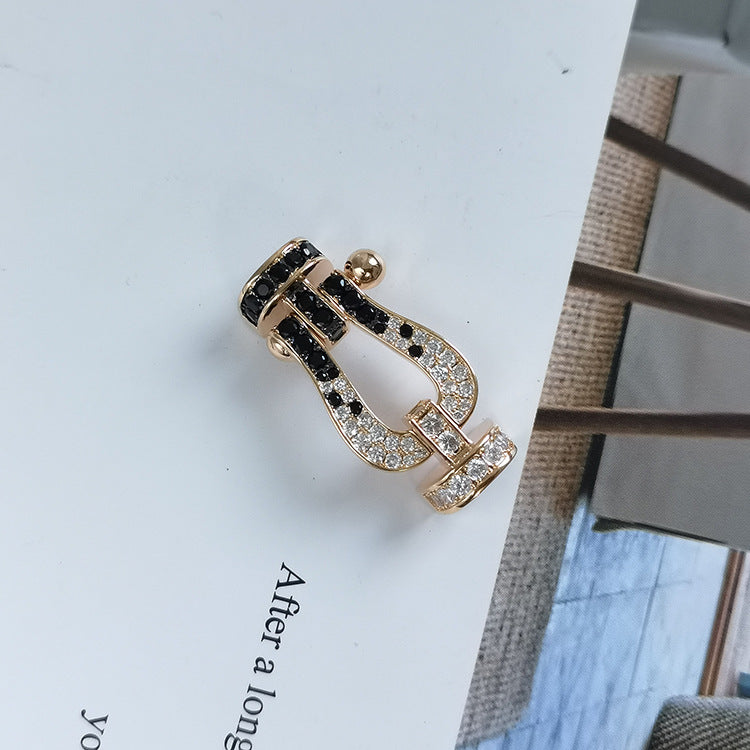 ¡®Jewelicorn¡¯FORCE LARGE HORSESHOE BLACK WHITE DIAMOND BRACELET ROSE GOLD