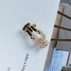 ®Jewelicorn® フォース ラージ ホースシュー ブラック ホワイト ダイヤモンド ブレスレット シルバー