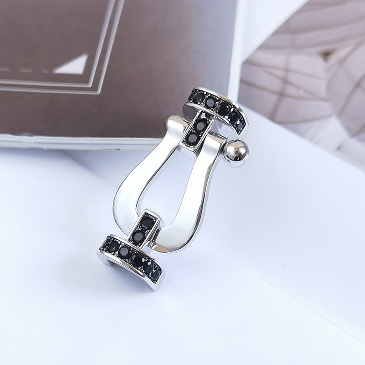 ¡®Jewelicorn¡¯FORCE LARGE HORSESHOE BLACK DIAMOND BRACELET SILVER