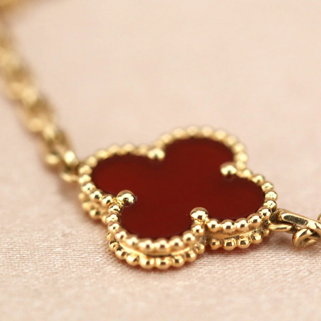 [⭐JeweliWhal] CLOVER 5 MOTIF RED CORNELIAN BRACELET COLLECTION