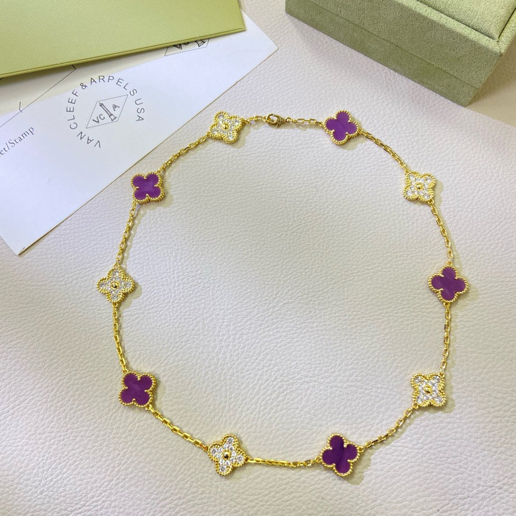 ¡®Jewelicorn¡¯CLOVER 10 MOTIFS  PURPLE VIOLET DIAMOND NECKLACE