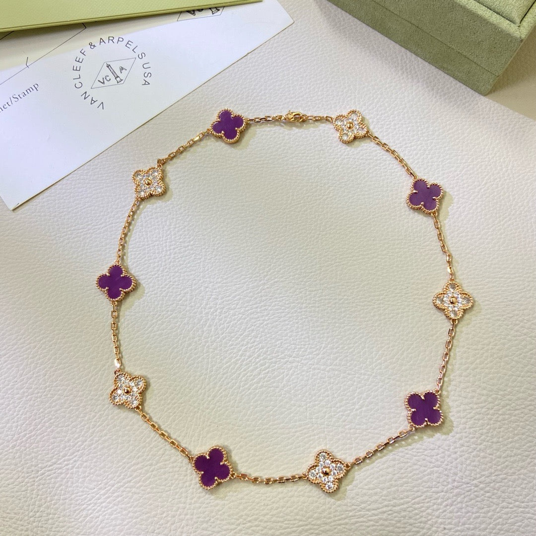 ¡®Jewelicorn¡¯CLOVER 10 MOTIFS  PURPLE VIOLET DIAMOND NECKLACE