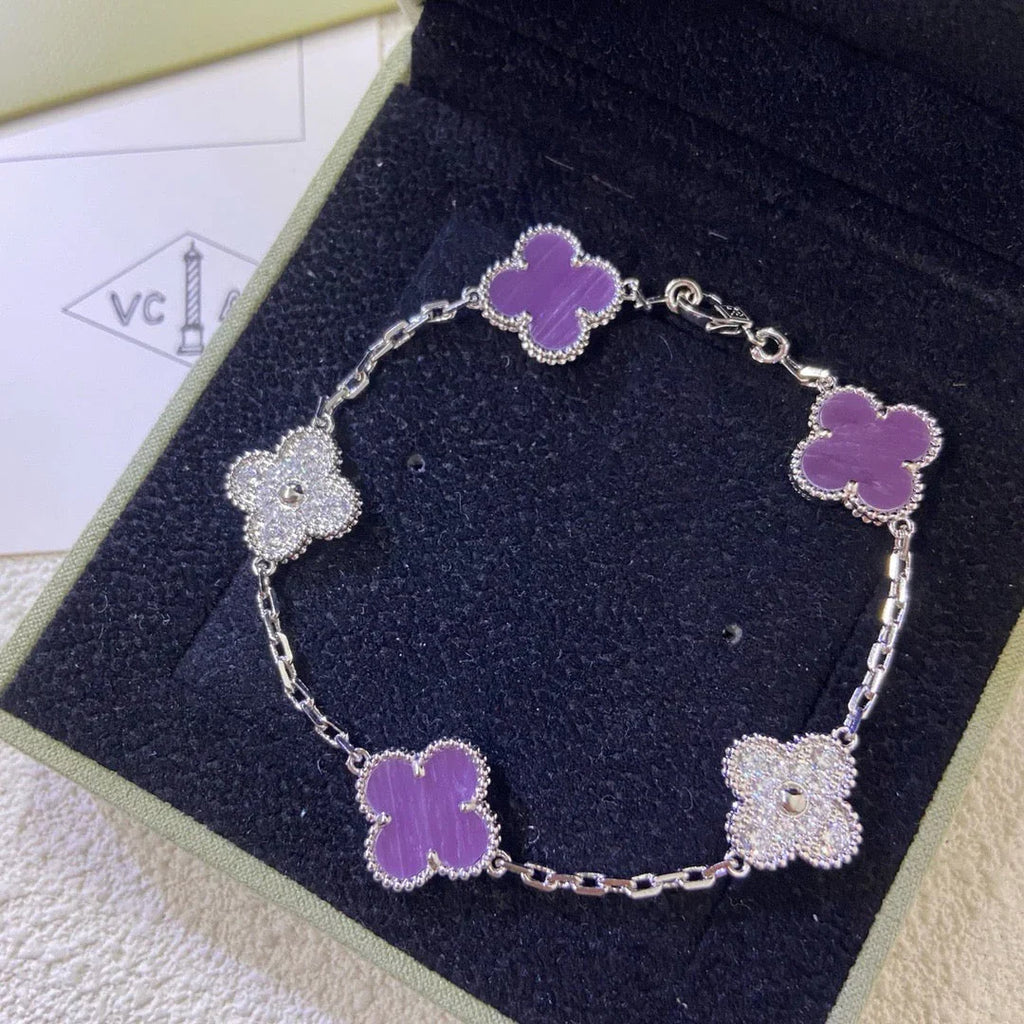 [⭐JeweliWhal] CLOVER 5 MOTIF VIOLET BRACELET COLLECTION