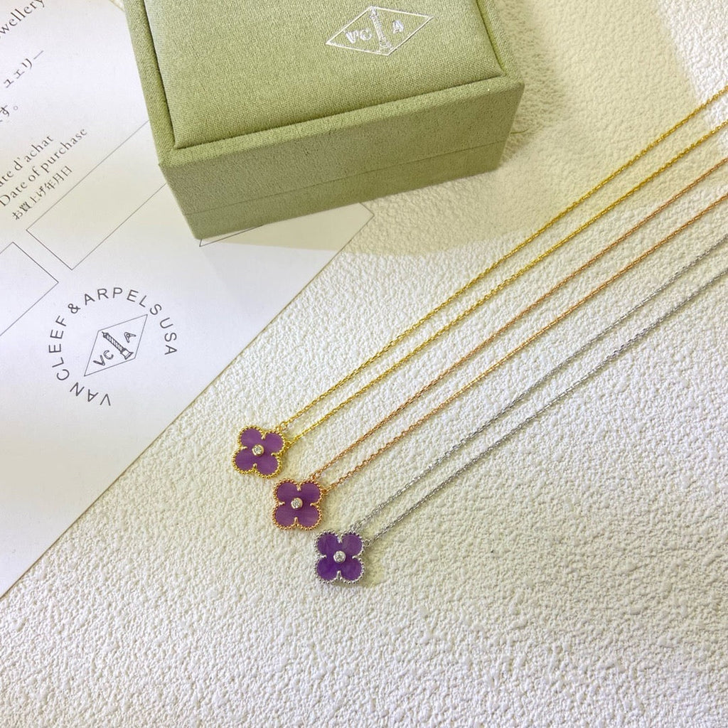 ¡®Jewelicorn¡¯CLOVER 15MM DIAMOND  PURPLE VIOLET NECKLACE