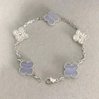 [⭐JeweliWhal] CLOVER 5 MOTIF PURPLE CHALCEDONY BRACELET COLLECTION
