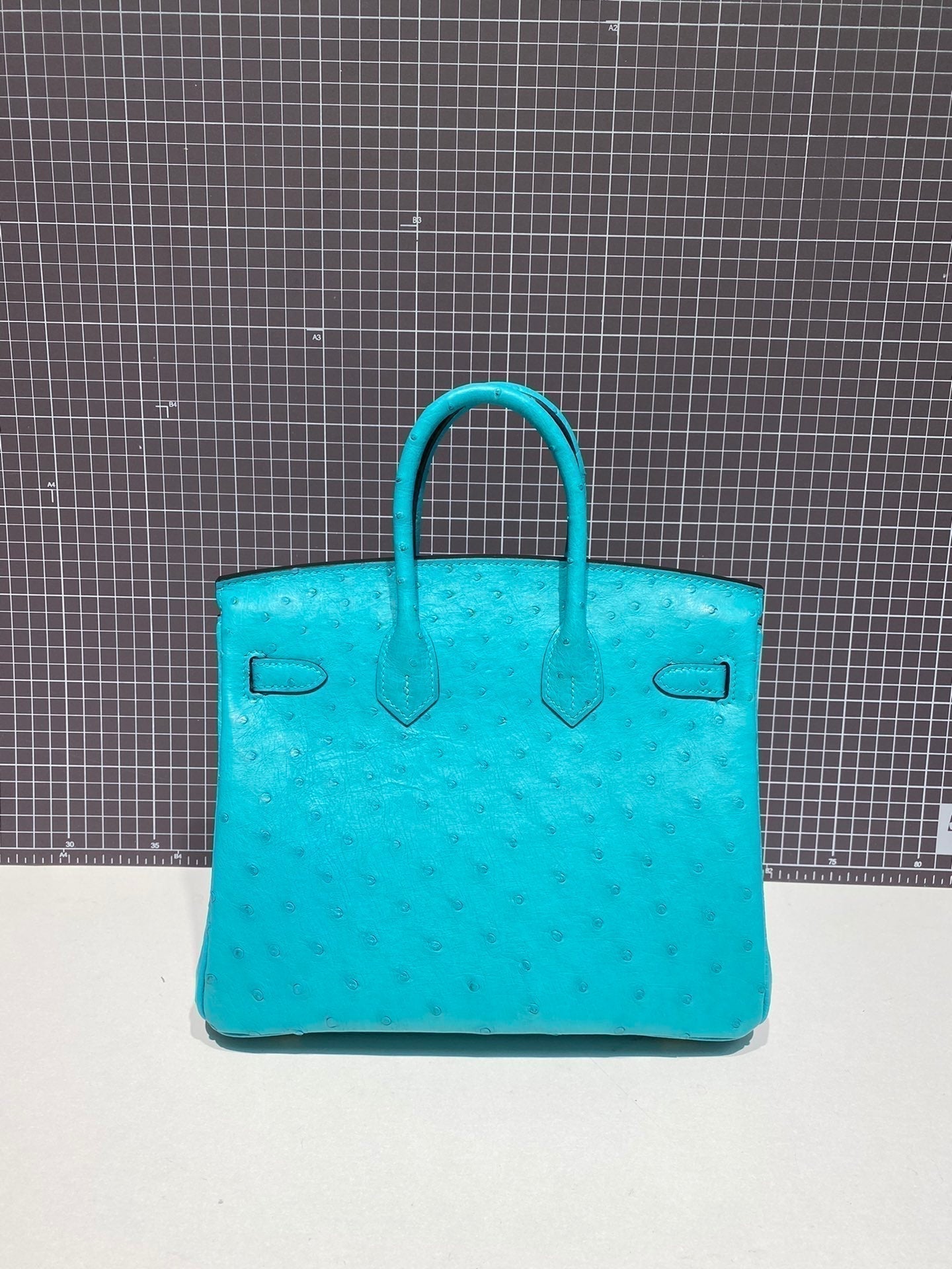 HM Birkin 30 cm Cloud Blue Straußenleder Goldbeschläge