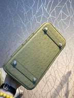 HM Birkin 30 cm Khaki Straußenleder Silberne Beschläge