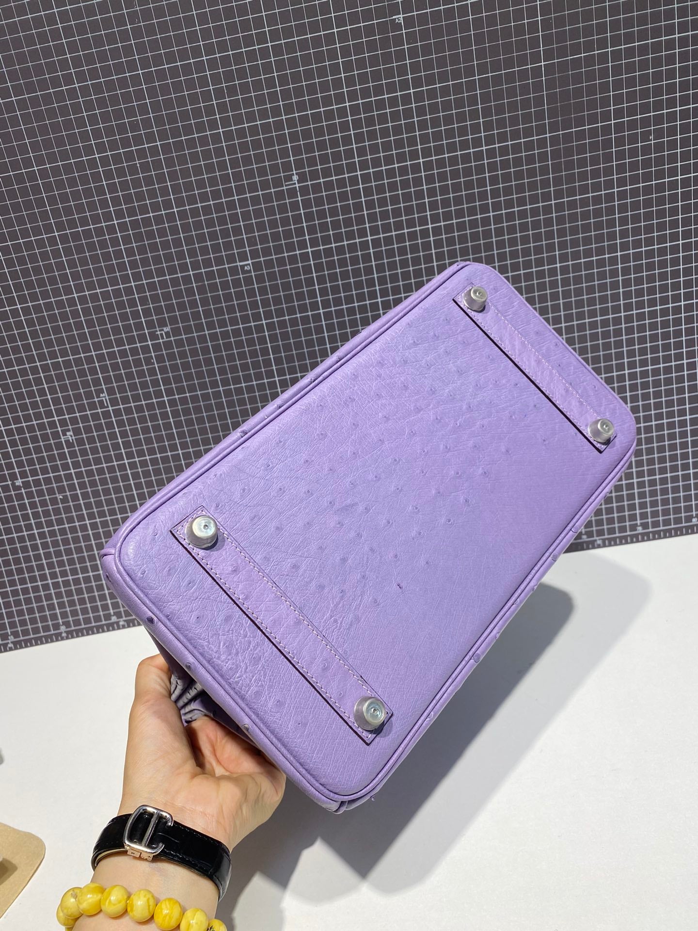 HM BIRKIN 30CM PURPLE OSTRICH LEATHER SILVER HARDWARE (MADE-TO-ODER)