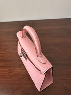 HM KELLY MINI 20 PINK CHEVRE SILBERNE HARDWARE
