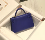 HM KELLY MINI 20 BLAU VIOLETT EPSOM GOLDENE BESCHLÄGE