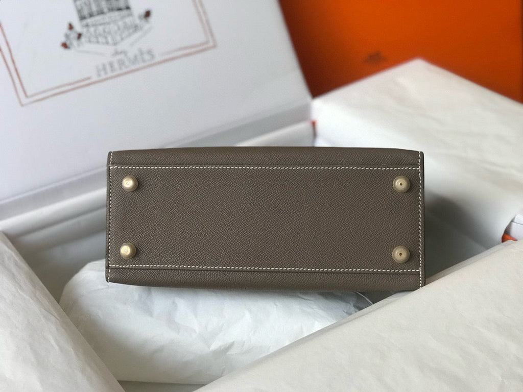 HM KELLY 25 ETOUPE EPSOM LEDER GOLDENE BESCHLÄGE