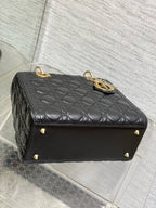 MEDIUM LADY BAG 24 IN BLACK CALFSKIN GOLD HARDWARE