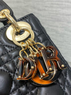 SMALL 20 LADY BAG IN BLACK MACROCANNAGE LAMBSKIN WITH GOLD HARDWARE