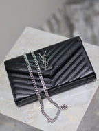 WOC 23 IN SCHWARZEM KAVIAR-LAMMLEDER SILBERNE HARDWARE