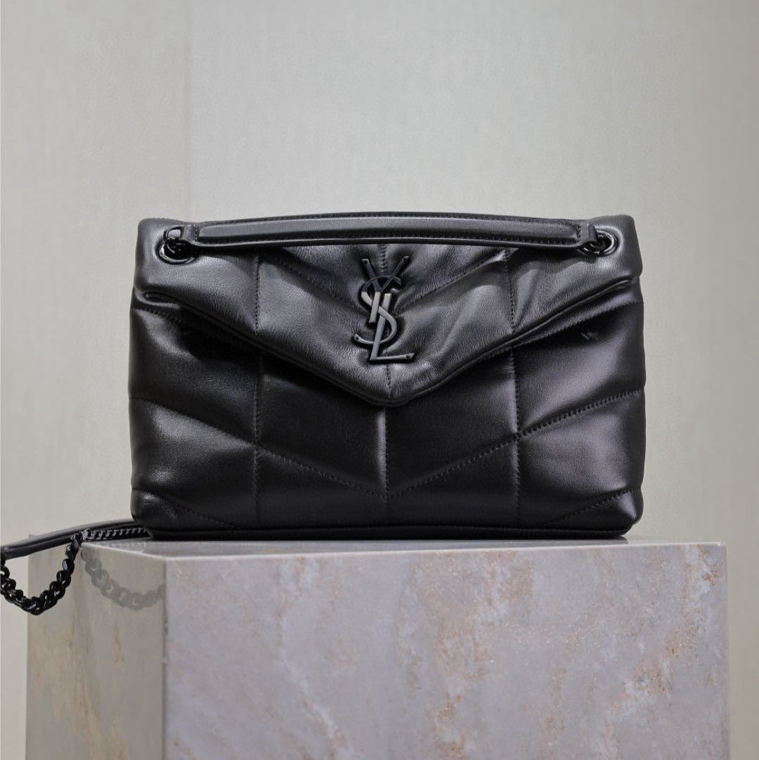 LOULOU DUFFER MEDIUM 29 IN ALL BLACK LAEEPSLED BLACK HARDWARE