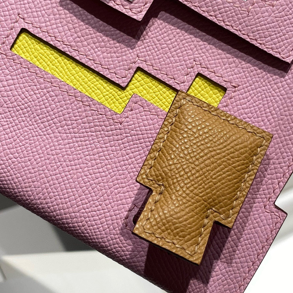 KELLY DOLL PICTO MINI 18 PINK MIX BROWN CALFSKIN