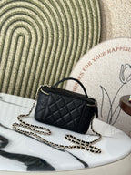 VANITY 17 CAVIAR MIT GRIFF IN SCHWARZEM KALBSLEDER UND GOLDENEN BESCHLÄGEN