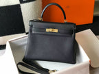 HM KELLY BAG 28 IN BLACK TOGO LEATHER GOLD HARDWARE