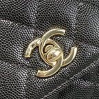 MINI FLAP BAG 14 IN BLACK GRAINED CALFSKIN GOLD HARDWARE