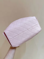 CHANEL 25 MEDIUM HANDBAG IN PASTEL PINK CALFSKIN WITH GOLD HARDWARE