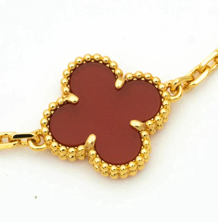 [⭐JeweliWhal] CLOVER 5 MOTIF RED CORNELIAN BRACELET COLLECTION