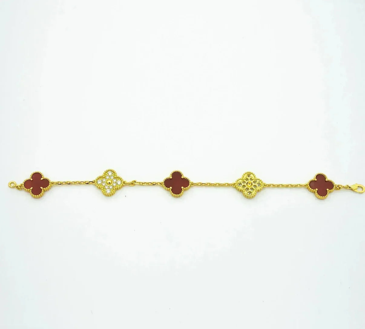 [⭐JeweliWhal] CLOVER 5 MOTIF RED CORNELIAN BRACELET COLLECTION