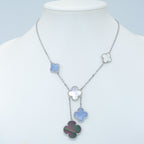 ¡®Jewelicorn¡¯CLOVER MOP CHALCEDONY NECKLACE SILVER 6 MOTIF